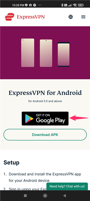 ExpressVPN for Android devices setting up and how to use the app